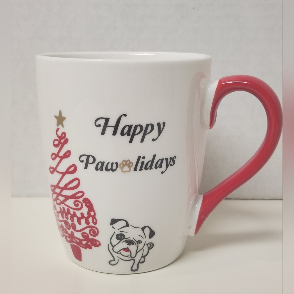 Winifred & Lily Ceramic Bulldog Christmas Holiday Coffee Cup Mug 18 oz